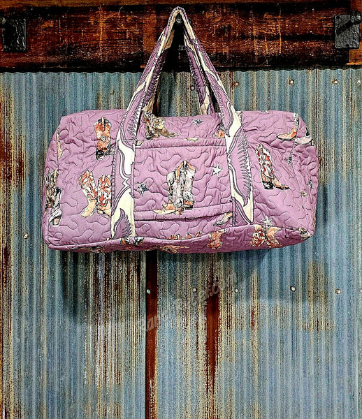Quilted Duffle Bag in Thunderbird Boots Purple #6198