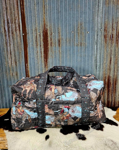 Quilted Duffle Bag in Charcoal Birdie #6199