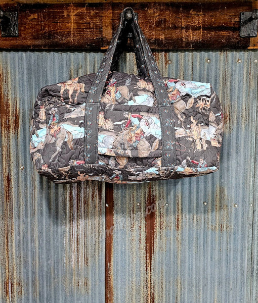Quilted Duffle Bag in Charcoal Birdie #6199