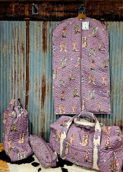 Quilted Duffle Bag in Thunderbird Boots Purple #6198