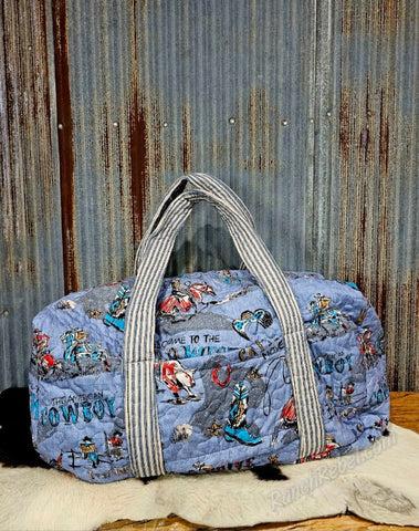 Quilted Duffle Bag in Cattle Drive Chambray #6200