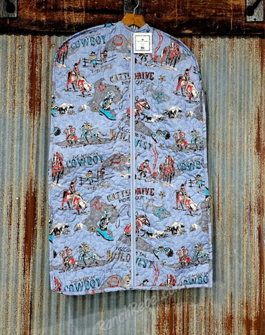 Quilted Garment Bag in Cattle Drive Chambray #6202