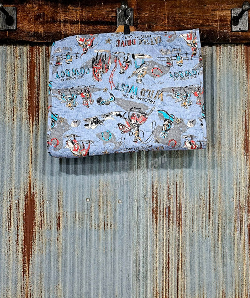 Quilted Garment Bag in Cattle Drive Chambray #6202
