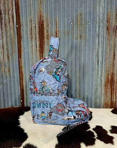 Quilted Boot Bag in Cattle Drive Chambray #6201