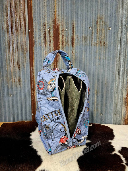 Quilted Boot Bag in Cattle Drive Chambray #6201