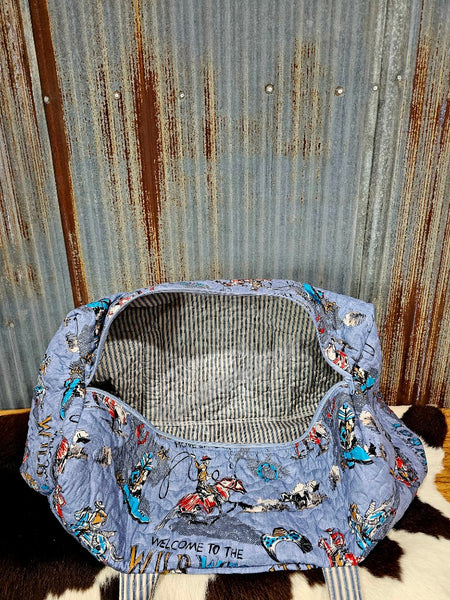 Quilted Duffle Bag in Cattle Drive Chambray #6200