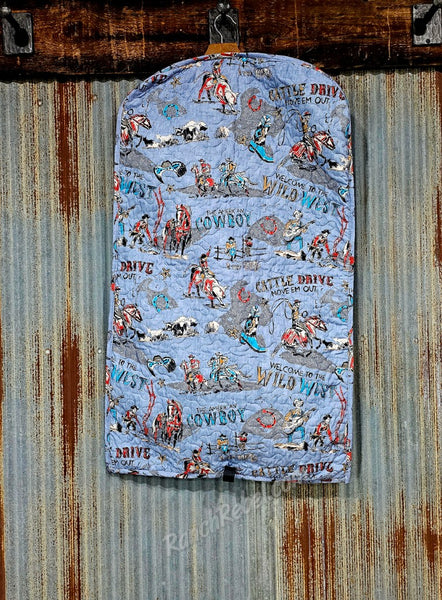 Quilted Garment Bag in Cattle Drive Chambray #6202