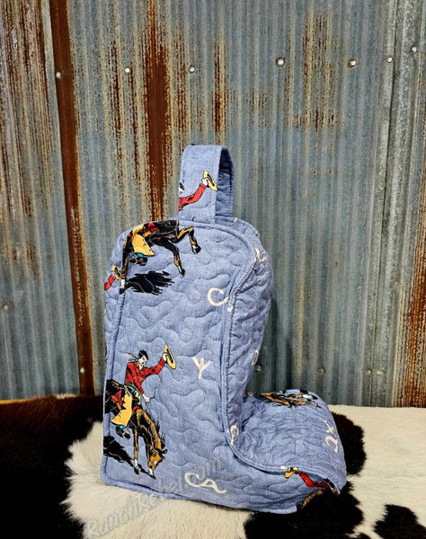 Quilted Boot Bag in Lazy J Chambray #6210