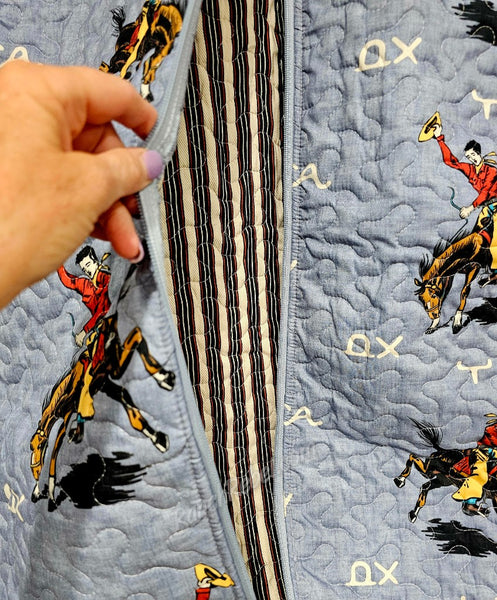 Quilted Garment Bag in Lazy J Chambray #6211