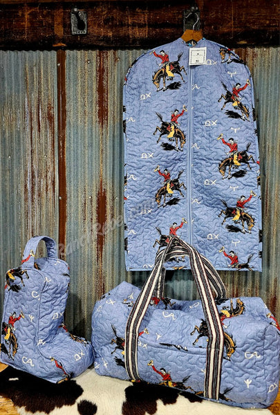 Quilted Duffle Bag in Lazy J Chambray #6209