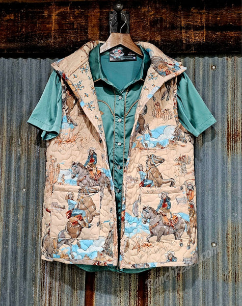 Teal Satin Arrow Pearl Snap #6213