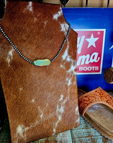 Green Turquoise Slab Necklace #6220