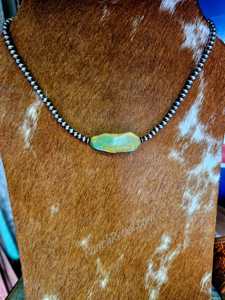 Green Turquoise Slab Necklace #6220