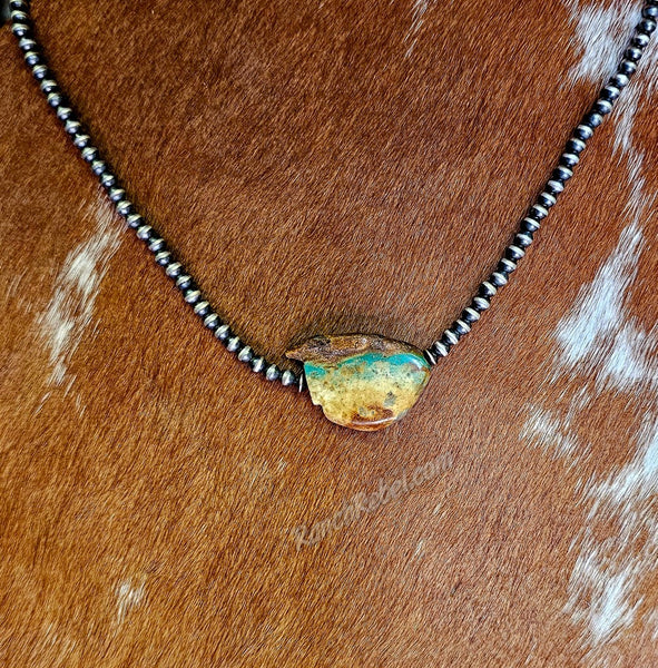 Rustic Turquoise Slab Necklace #6221