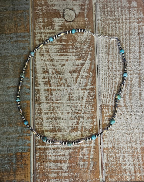 Turquoise Melon Bead Necklace #6222