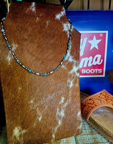 Turquoise Melon Bead Necklace #6222