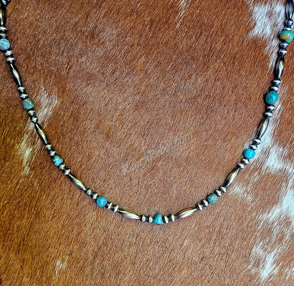 Turquoise Melon Bead Necklace #6222