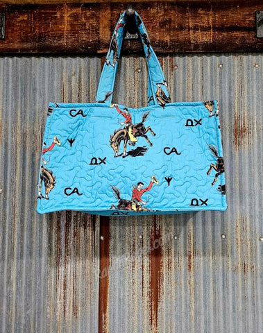 Quilted Lazy J Teal Tote #6242