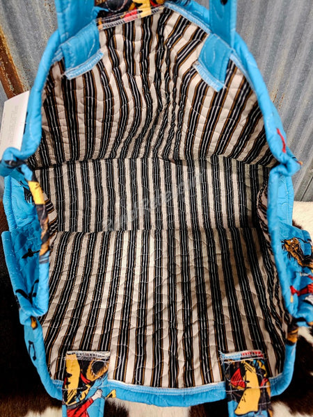 Quilted Lazy J Teal Tote #6242