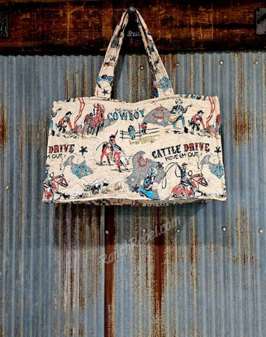 Quilted Cattle Drive Linen Tote #6240