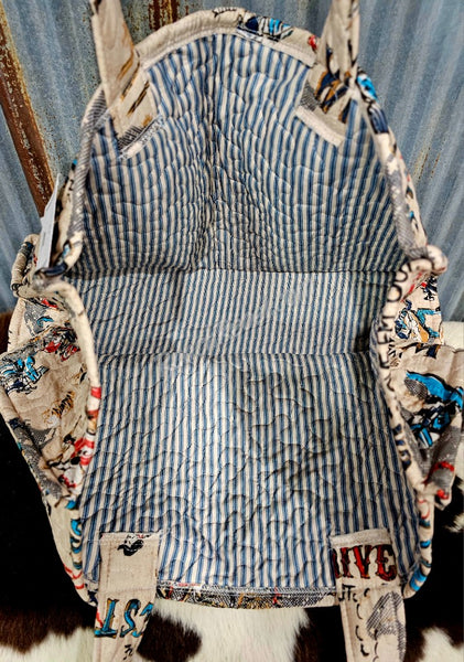 Quilted Cattle Drive Linen Tote #6240