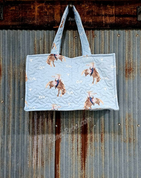 Quilted Casey Cowgirl Patchwork Blue Tote #6243