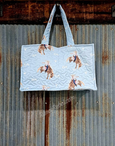 Quilted Casey Cowgirl Patchwork Blue Tote #6243