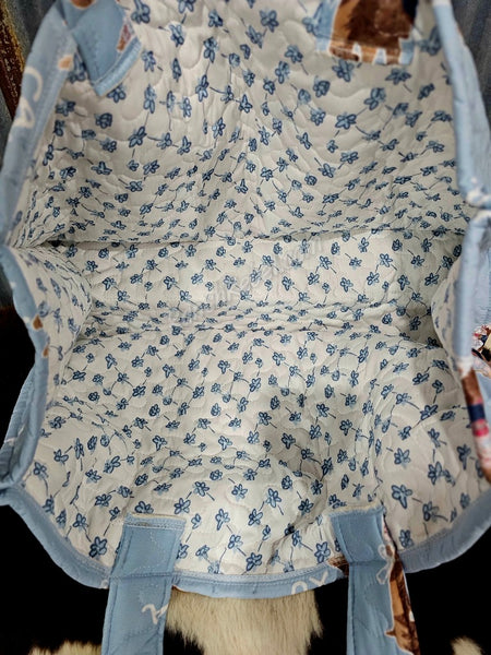 Quilted Casey Cowgirl Patchwork Blue Tote #6243