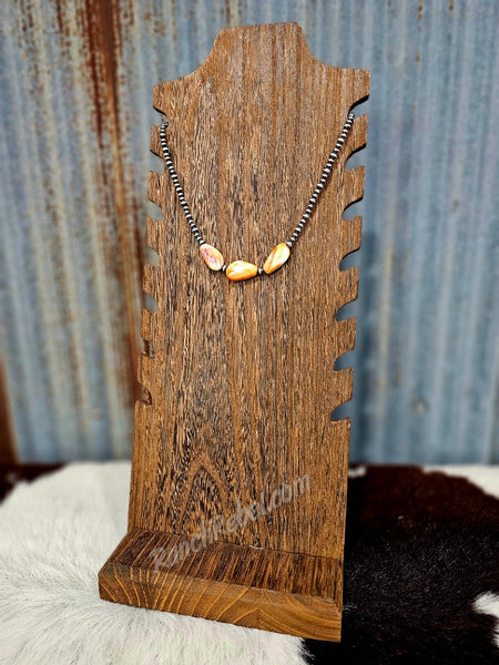 Three Stone Orange Spiny Necklace #6254