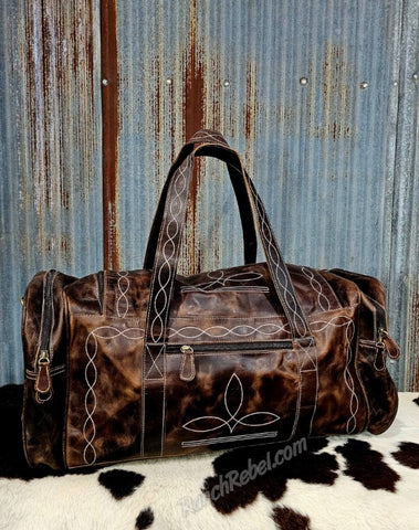 Leather Bootstitch Duffle Bag #6266