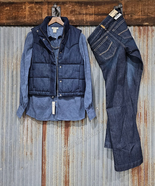 Ariat Western Swirls Dark Denim Vest #6290