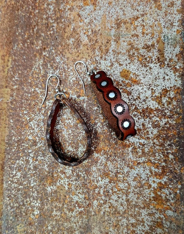 Scalloped Leather Hoop Earrings #6286
