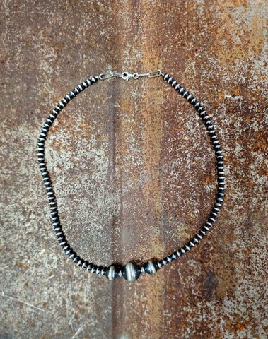 Large Sterling Silver Pearl Necklace #6280