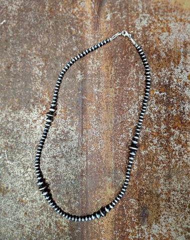 Graduated Sterling Silver Pearl Bead & Saucer Necklace #6281
