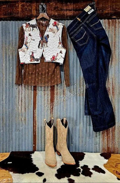 Tara Quilted Vest in Roselynn #6216