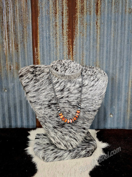 Necklace Display in Salt & Pepper Cowhide #6304