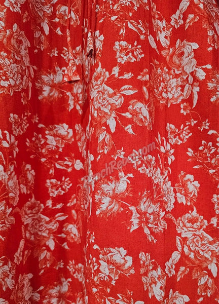 The Bell Top in Red Floral #6306