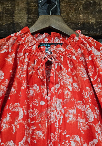 The Bell Top in Red Floral #6306