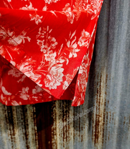 The Bell Top in Red Floral #6306