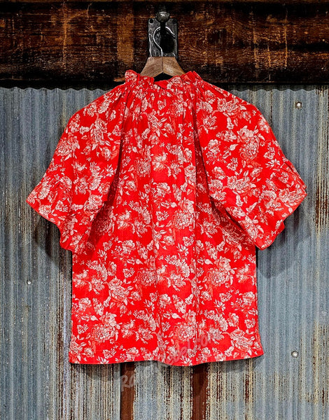 The Bell Top in Red Floral #6306