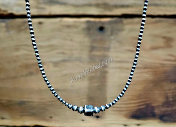 Sterling Pearl & Square Bead Necklace #6322