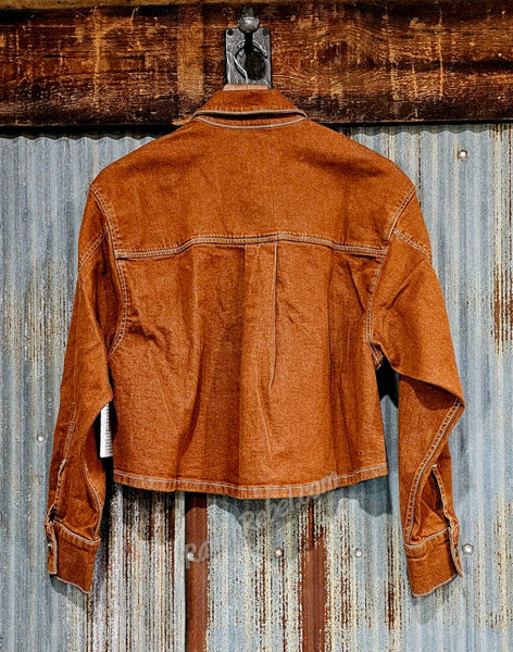 Ariat Boxy Cropped Denim Jacket in Pecan Brown #6325