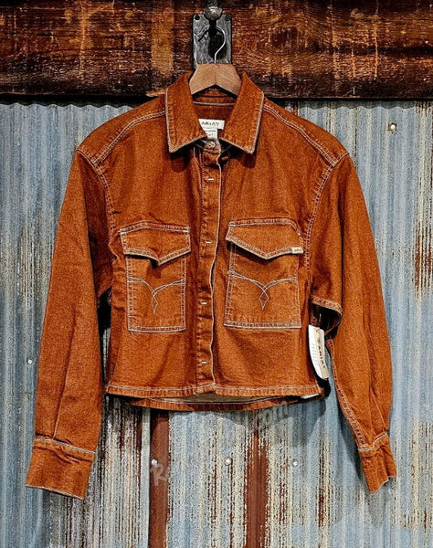 Ariat Boxy Cropped Denim Jacket in Pecan Brown #6325