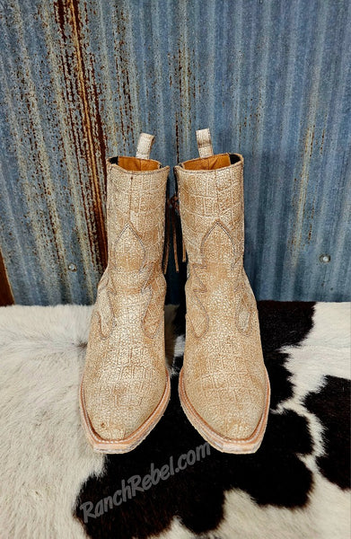 Ariat Jade Distressed Crema Croc Print Boot #6327