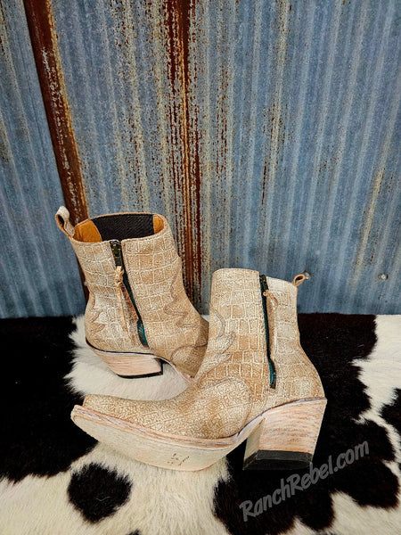 Ariat Jade Distressed Crema Croc Print Boot #6327
