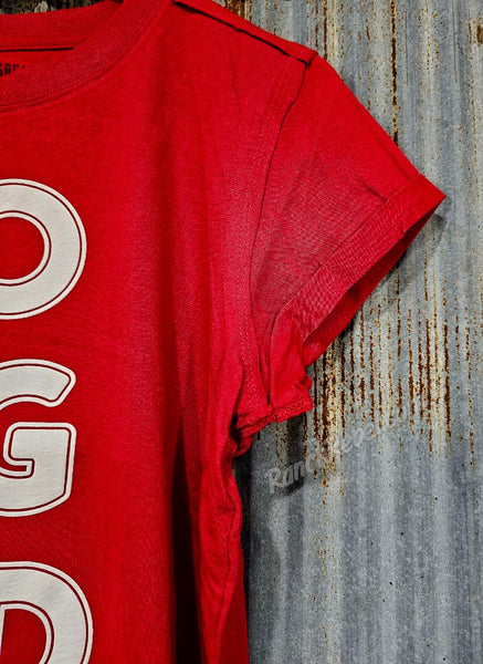 Go Big Red Cuffed Crop Tee #6341