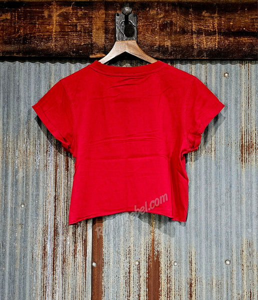 Go Big Red Cuffed Crop Tee #6341
