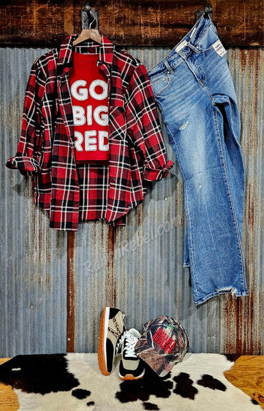 Go Big Red Cuffed Crop Tee #6341
