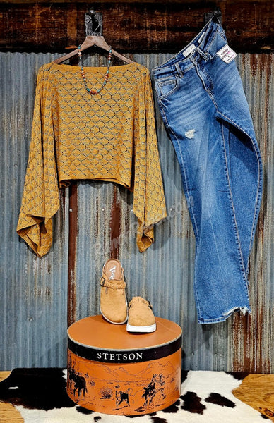 Boho Crochet Top in Mustard #6376