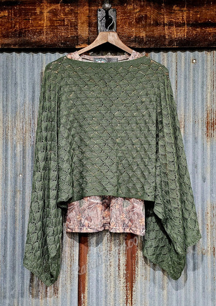 Boho Crochet Top in Olive #6377